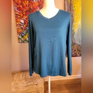 Eddie Bauer Teal Long sleeve Cotton Top for Women